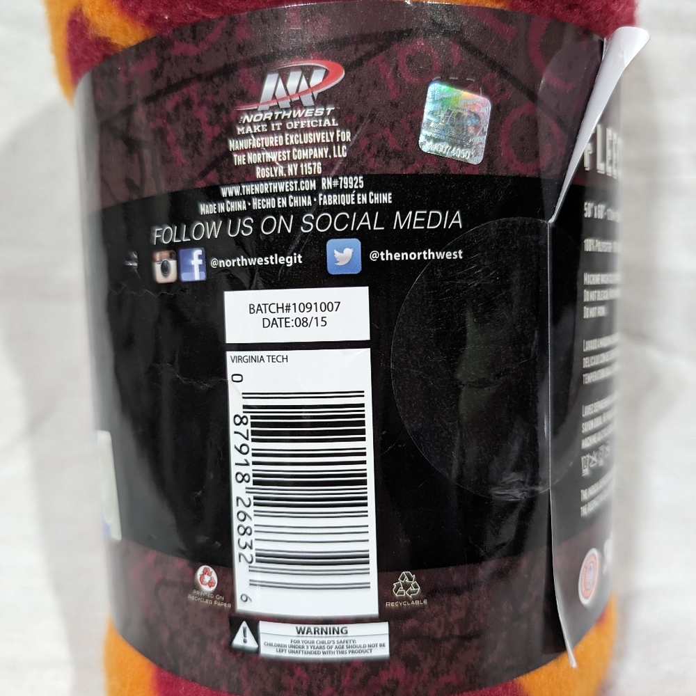 Virginia Tech Fleece Throw - Picture 7 of 7